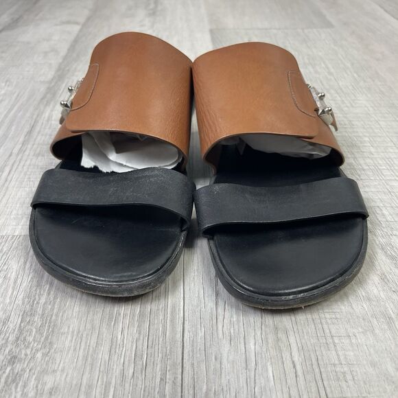 Hermes Black/Brown Leather Ionie Sandals Size 41 Men’s 8 RARE - Picture 7 of 14